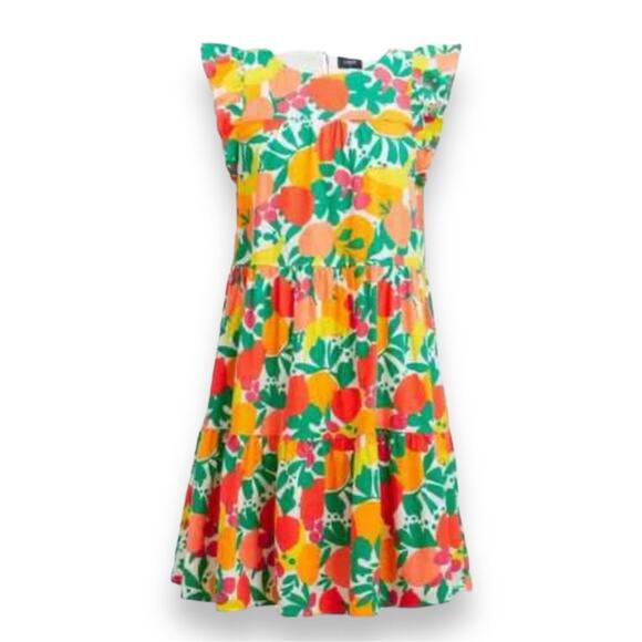 J. Crew Women's Fruit Print Tropical Linen Blend Mini Dress‎ Multicolor Size 2 - Picture 1 of 13